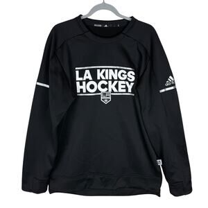 Adidas Sweatshirt Los Angeles Kings Men L Black Fleece Lined Long Sleeve‎ Hockey